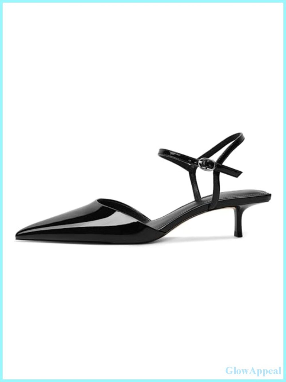 Kitten Heel Pointed Toe Ankle Strap Slingback Pumps